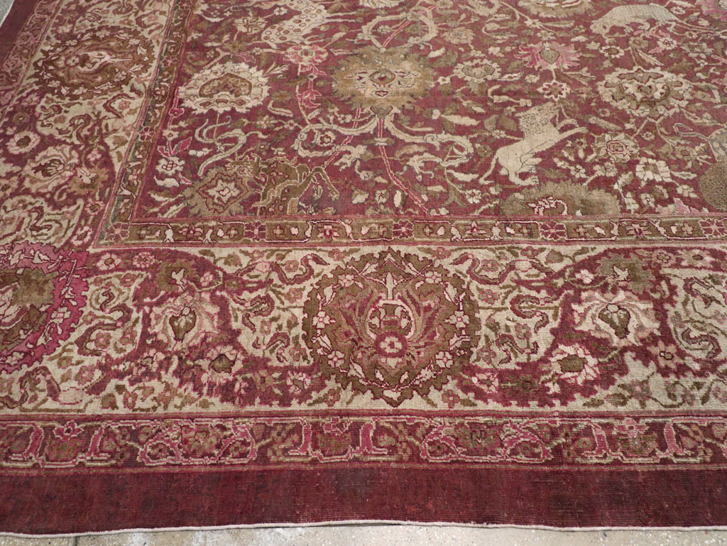 Antique Indian Agra Pictorial Oversize Carpet, No.23611 - Gsblank