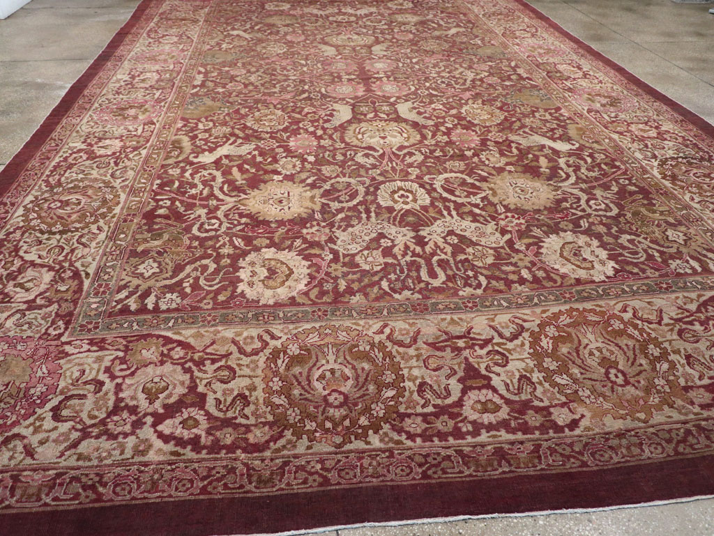 Antique Indian Agra Pictorial Oversize Carpet, No.23611 - Gsblank