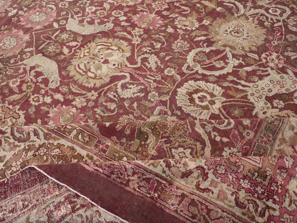 Antique Indian Agra Pictorial Oversize Carpet, No.23611 - Gsblank