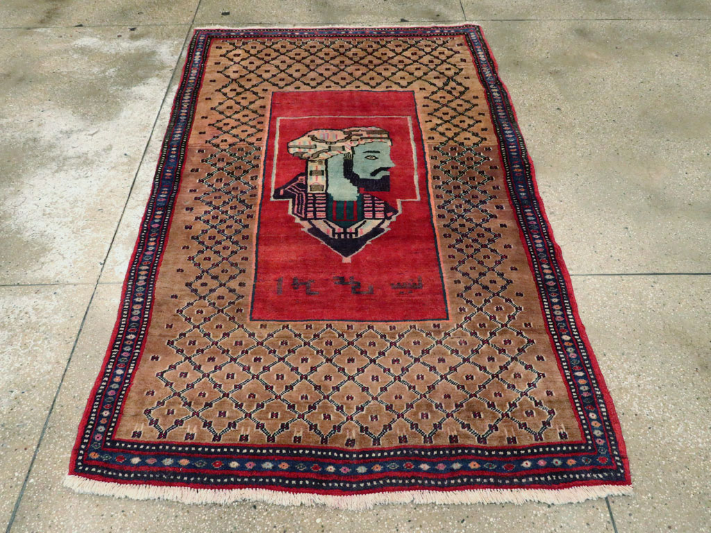 Vintage Persian Hamadan Pictorial Rug, No.23635 - Gsblank