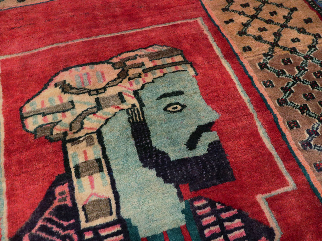 Vintage Persian Hamadan Pictorial Rug, No.23635 - Gsblank