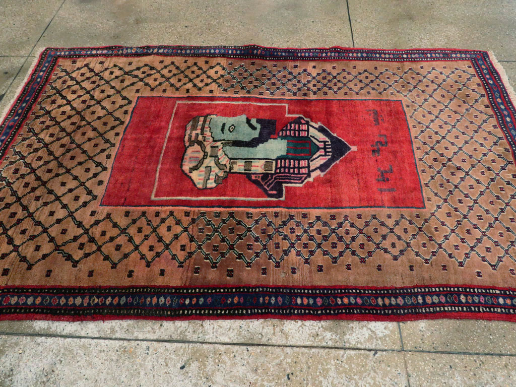 Vintage Persian Hamadan Pictorial Rug, No.23635 - Gsblank