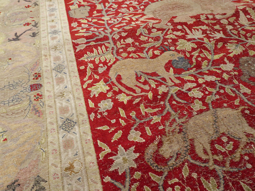 Antique Turkish Silk Kayseri Pictoral Rug, No.23691 - Gsblank