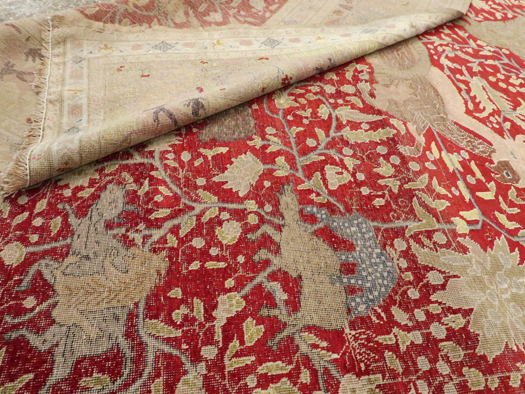 Antique Turkish Silk Kayseri Pictoral Rug, No.23691 - Gsblank