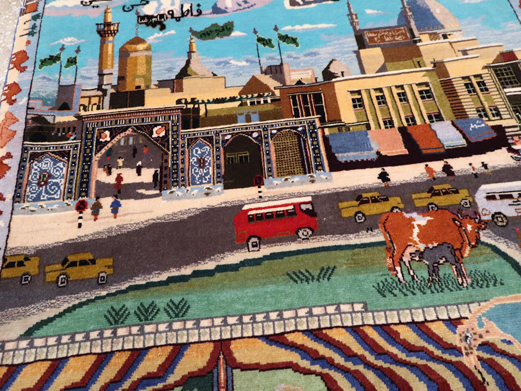 Vintage Persian Isfahan Pictorial Rug, No.23695 - Gsblank