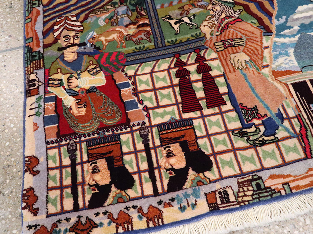 Vintage Persian Isfahan Pictorial Rug, No.23695 - Gsblank