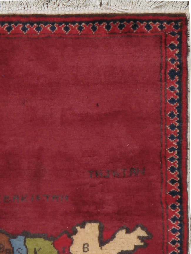 Vintage Afghan Pictorial Map Rug, No.23702 - Gsblank