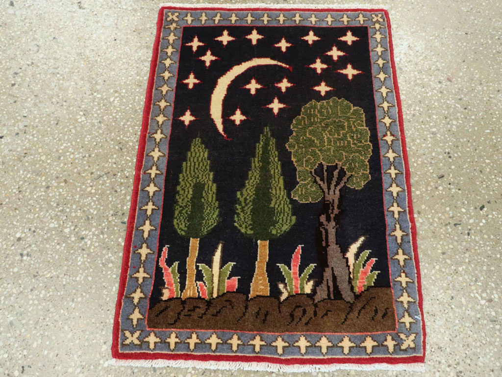Vintage Persian Tabriz Pictorial Rug (Pair: 2 of 2), No.23728 - Gsblank