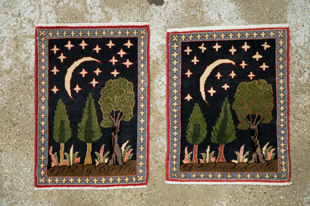 Vintage Persian Tabriz Pictorial Rug (Pair: 2 of 2), No.23728 - Gsblank