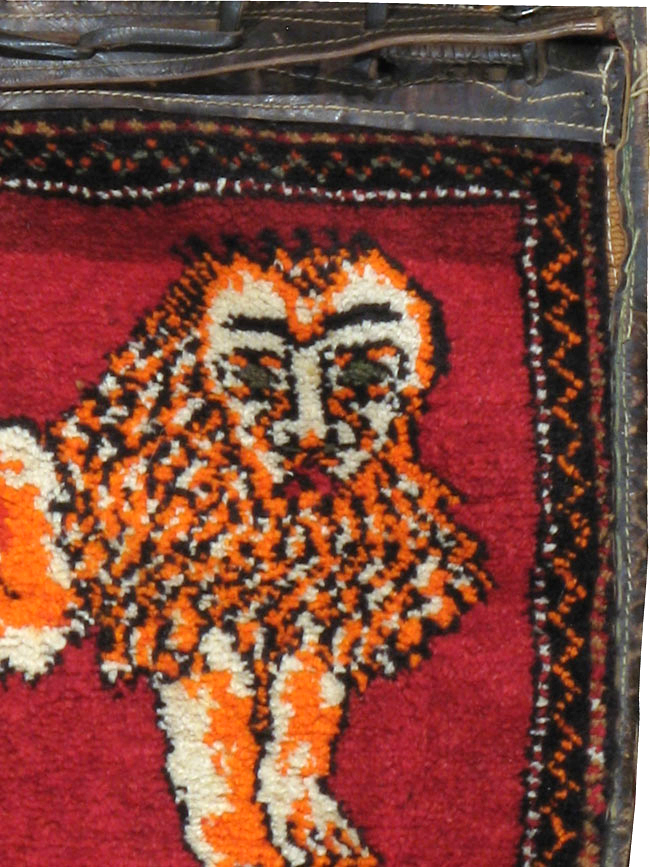 Vintage Persian Gabbeh Pictorial Saddlebag (Khorjin), No.23755 - Gsblank