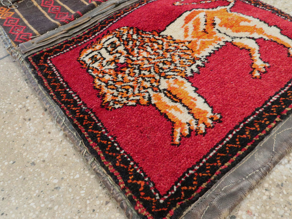 Vintage Persian Gabbeh Pictorial Saddlebag (Khorjin), No.23755 - Gsblank