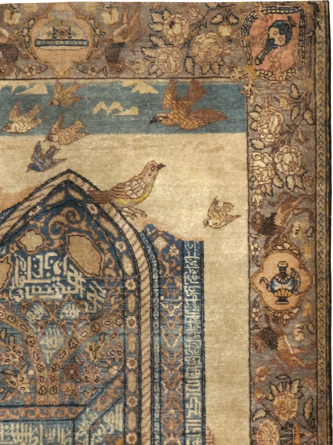 Vintage Persian Tabriz Pictorial Rug, No.23768 - Gsblank