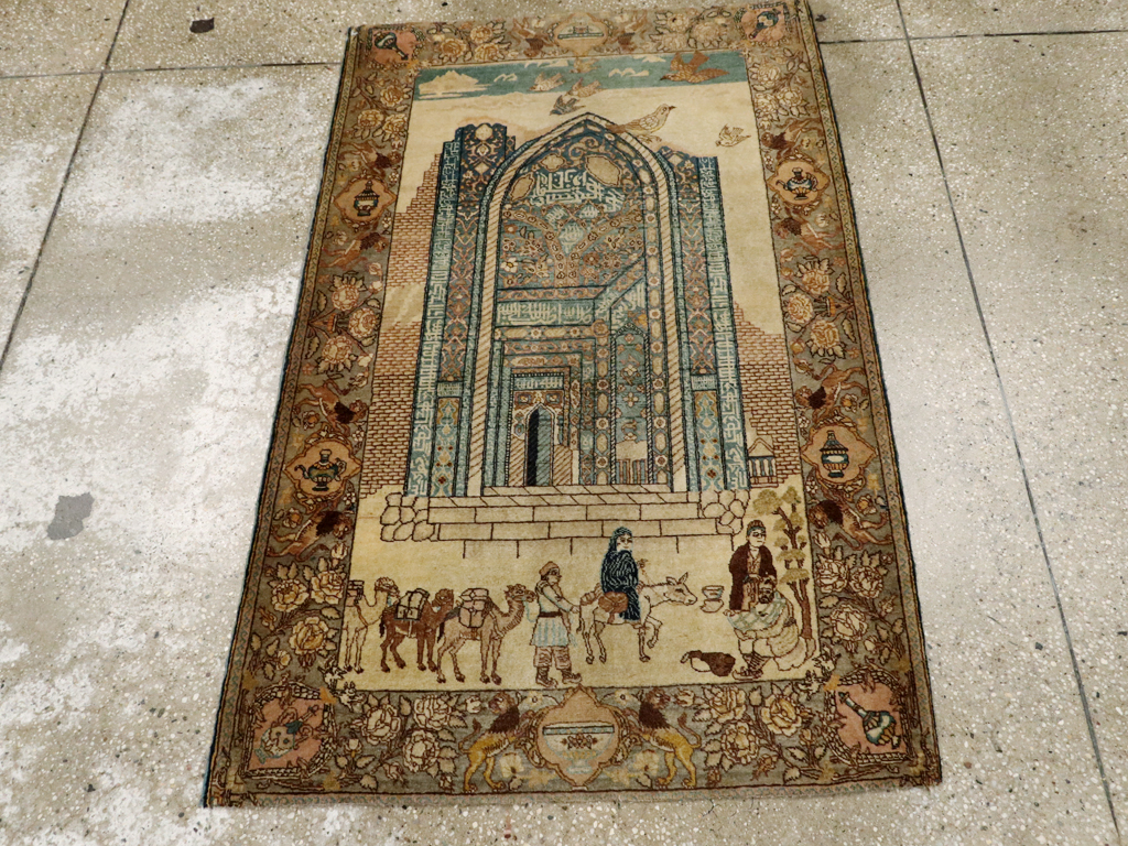 Vintage Persian Tabriz Pictorial Rug, No.23768 - Gsblank