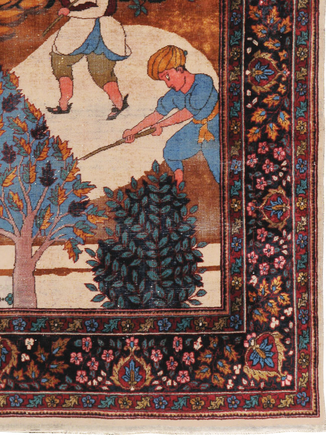 Vintage Indian Lahore Pictorial Rug, No.23797 - Gsblank