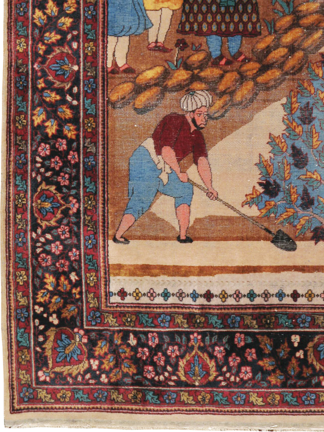 Vintage Indian Lahore Pictorial Rug, No.23797 - Gsblank