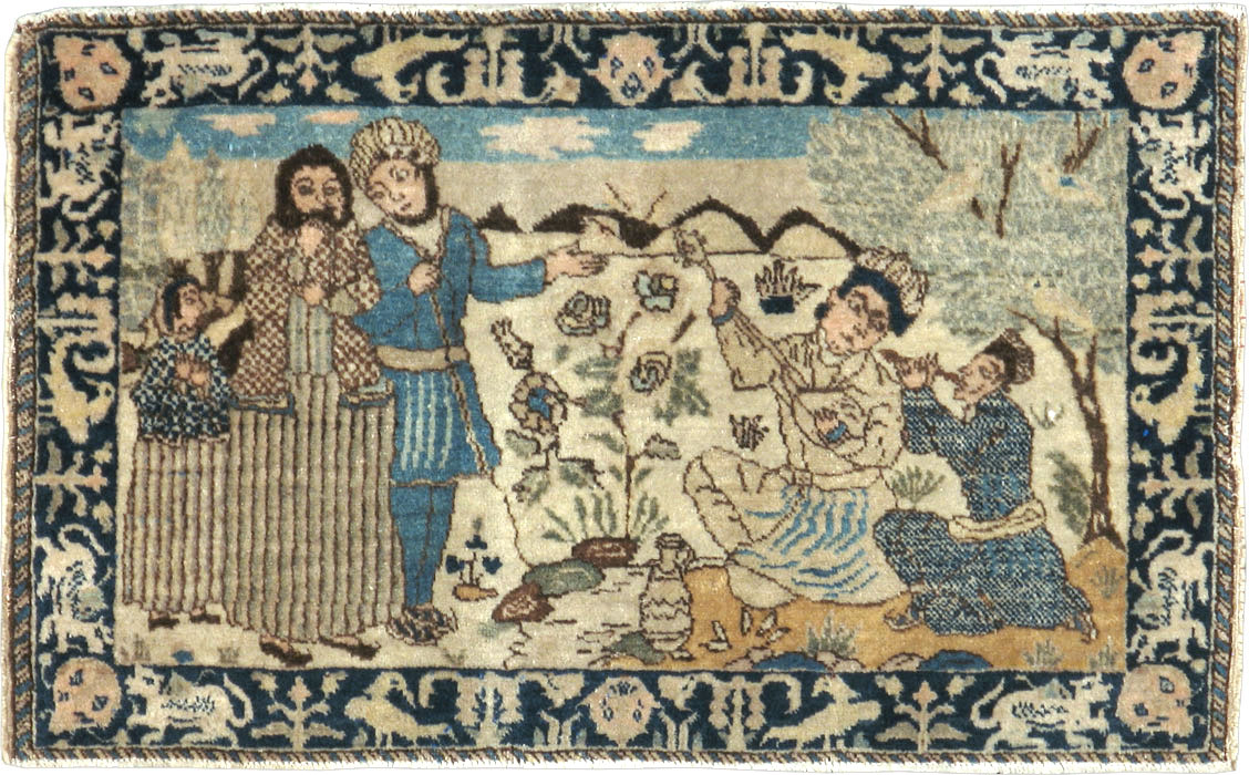 Vintage Persian Tabriz Pictorial Rug (Pair: 1 of 2), No.23892 - Gsblank