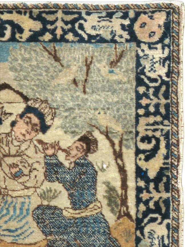 Vintage Persian Tabriz Pictorial Rug (Pair: 1 of 2), No.23892 - Gsblank