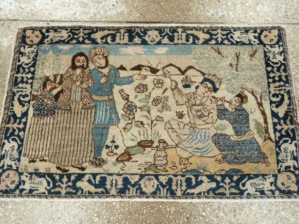 Vintage Persian Tabriz Pictorial Rug (Pair: 1 of 2), No.23892 - Gsblank