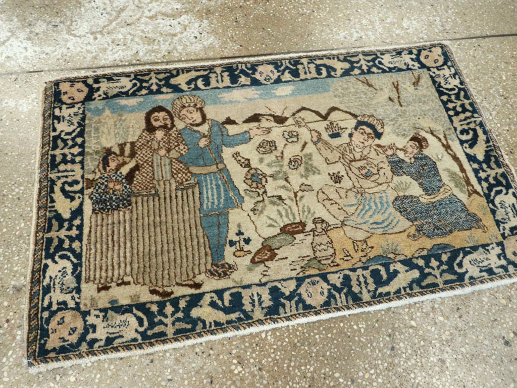 Vintage Persian Tabriz Pictorial Rug (Pair: 1 of 2), No.23892 - Gsblank