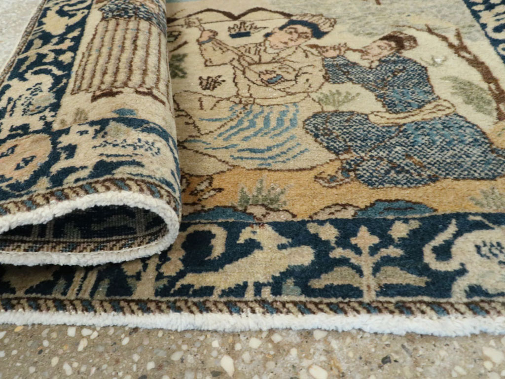 Vintage Persian Tabriz Pictorial Rug (Pair: 1 of 2), No.23892 - Gsblank
