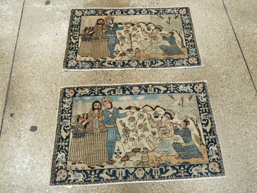 Vintage Persian Tabriz Pictorial Rug (Pair: 1 of 2), No.23892 - Gsblank