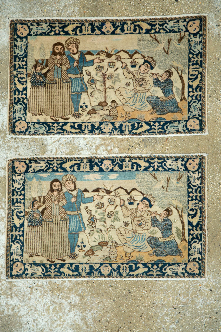 Vintage Persian Tabriz Pictorial Rug (Pair: 1 of 2), No.23892 - Gsblank