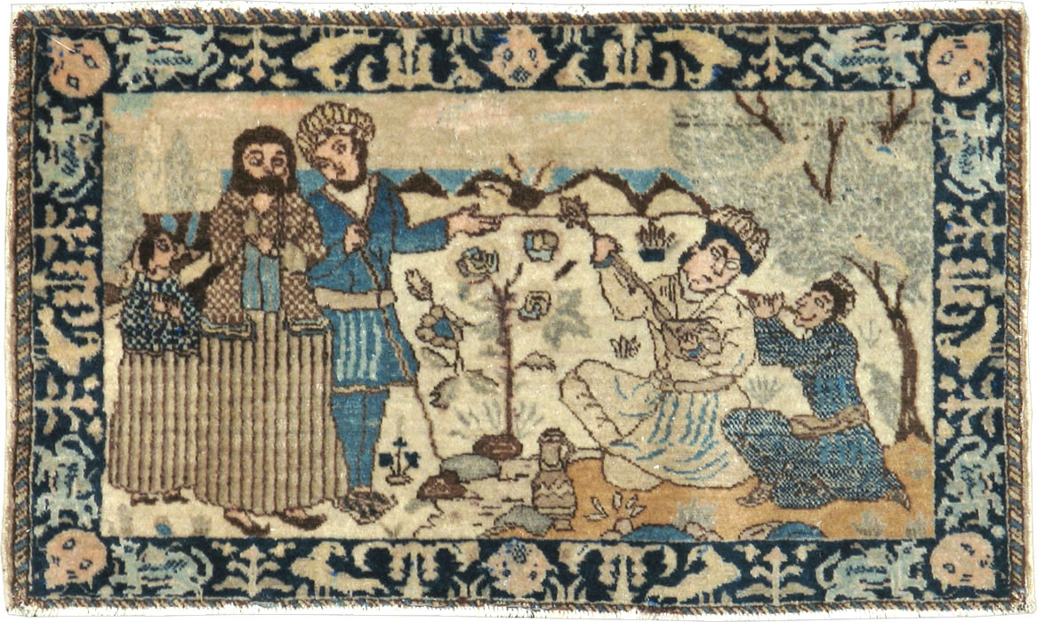 Vintage Persian Tabriz Pictorial Rug (Pair: 2 of 2), No.23893 - Gsblank