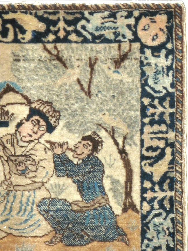 Vintage Persian Tabriz Pictorial Rug (Pair: 2 of 2), No.23893 - Gsblank