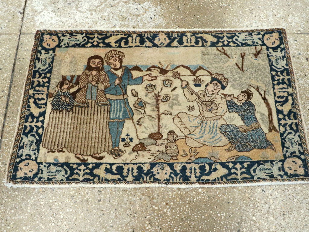 Vintage Persian Tabriz Pictorial Rug (Pair: 2 of 2), No.23893 - Gsblank