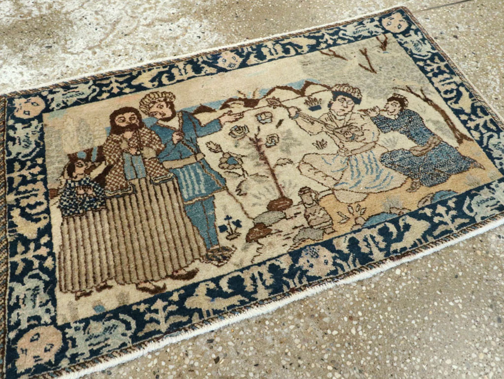 Vintage Persian Tabriz Pictorial Rug (Pair: 2 of 2), No.23893 - Gsblank