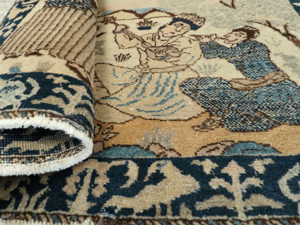 Vintage Persian Tabriz Pictorial Rug (Pair: 2 of 2), No.23893 - Gsblank