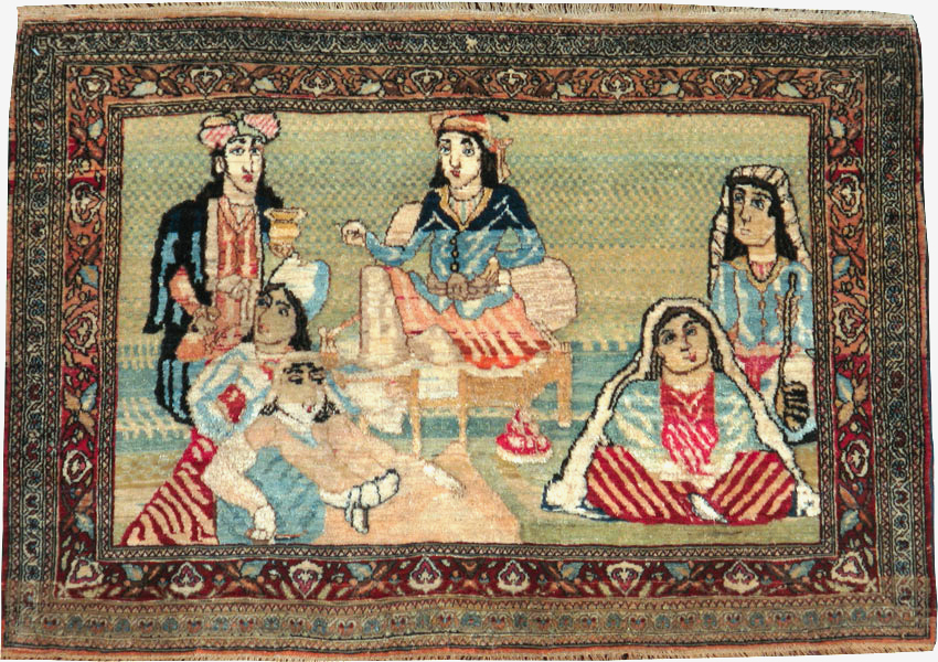 Vintage Persian Tabriz Pictorial Rug, No.23896 - Gsblank