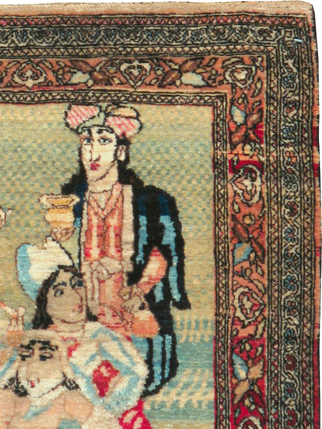 Vintage Persian Tabriz Pictorial Rug, No.23896 - Gsblank