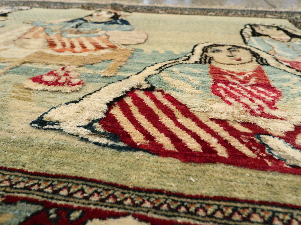 Vintage Persian Tabriz Pictorial Rug, No.23896 - Gsblank