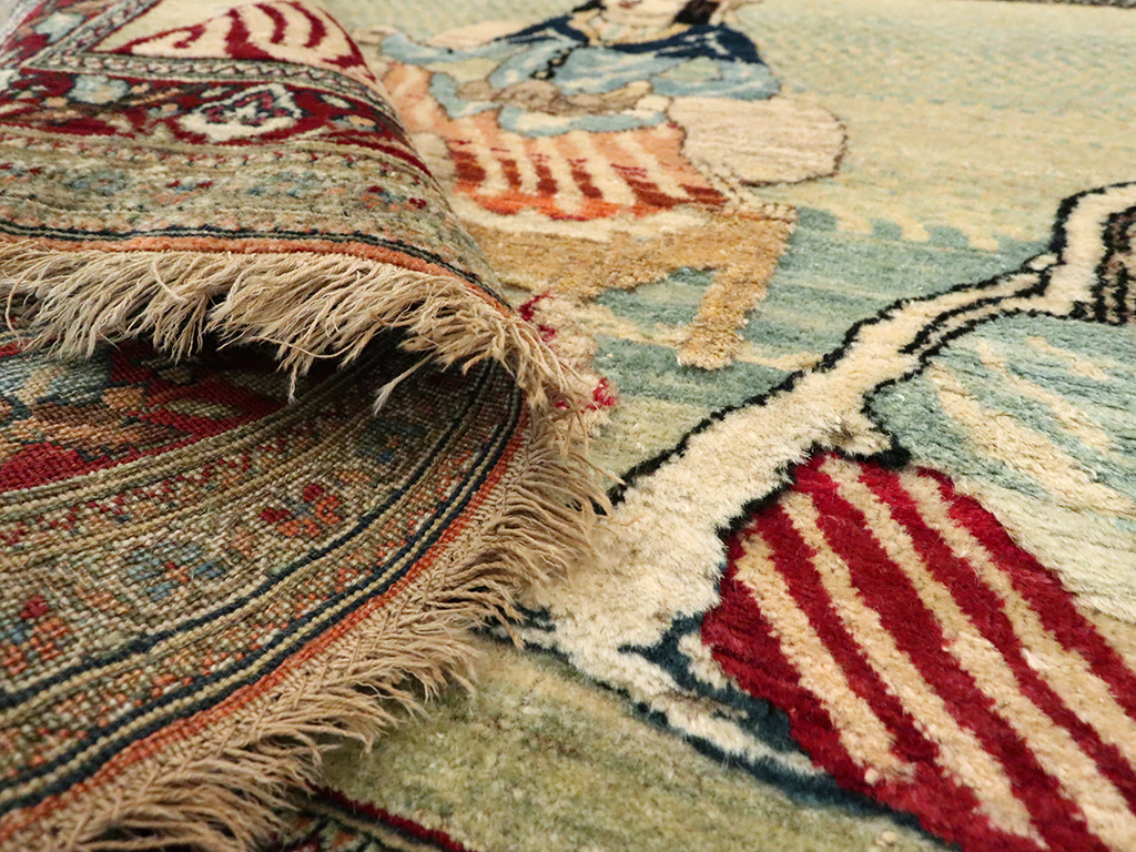 Vintage Persian Tabriz Pictorial Rug, No.23896 - Gsblank