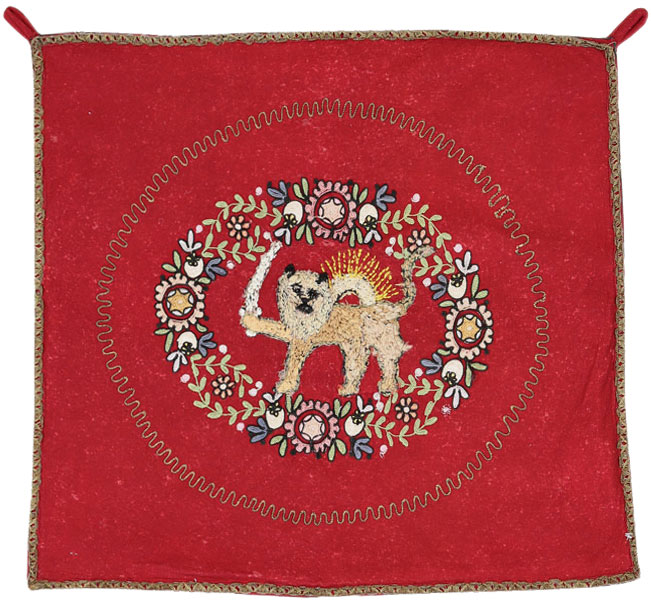 Vintage Embroidered and Beaded High Relief Textile Wall Hanging, No.23953 - Gsblank