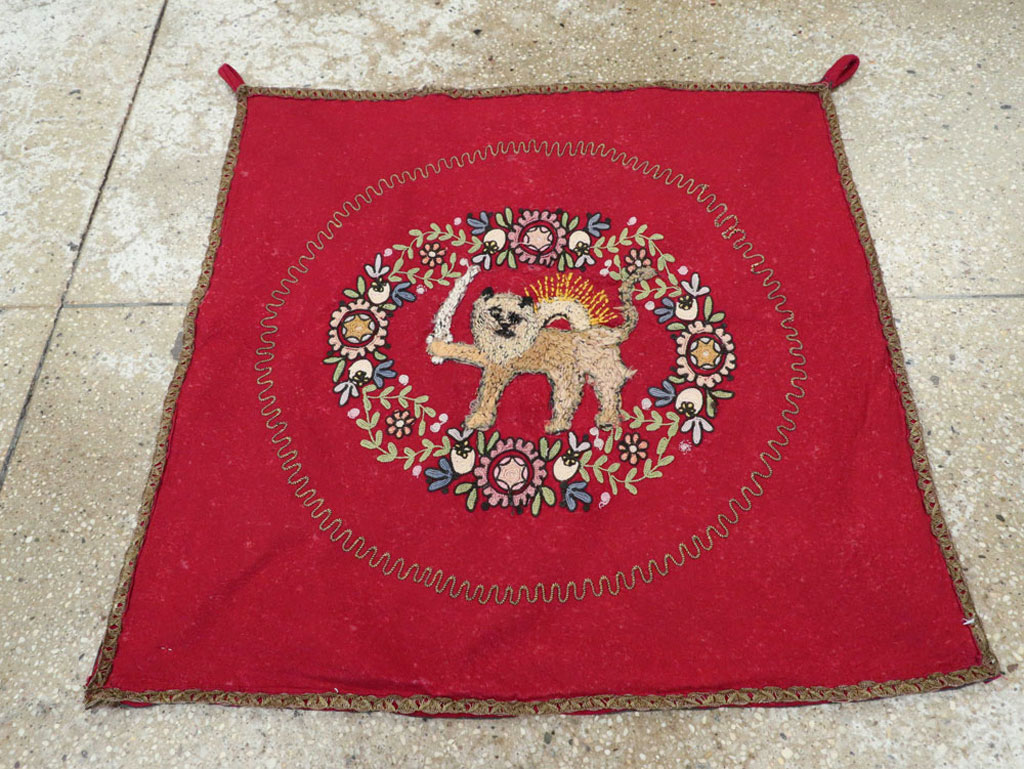 Vintage Embroidered and Beaded High Relief Textile Wall Hanging, No.23953 - Gsblank
