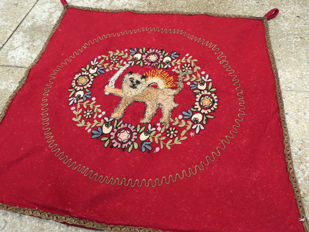 Vintage Embroidered and Beaded High Relief Textile Wall Hanging, No.23953 - Gsblank