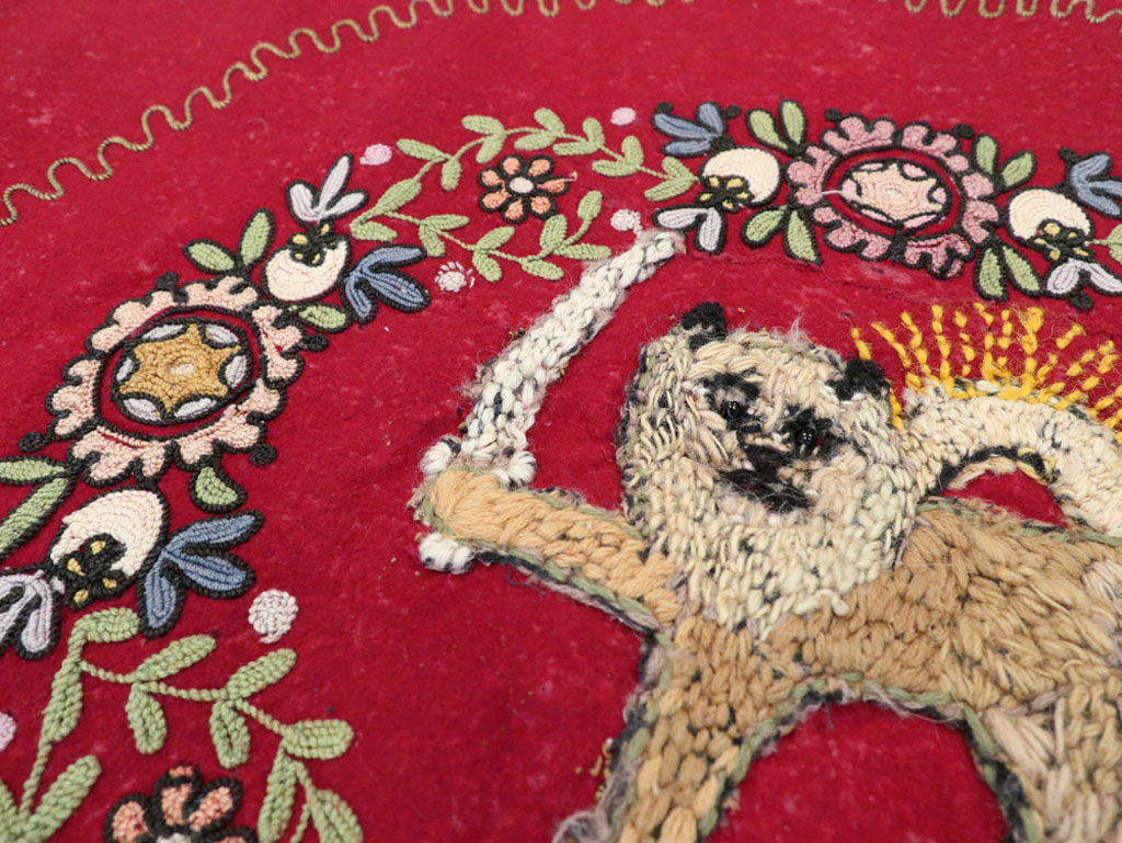 Vintage Embroidered and Beaded High Relief Textile Wall Hanging, No.23953 - Gsblank