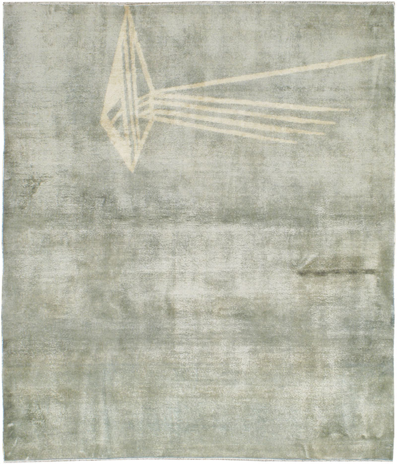 Vintage Persian Mashad Modernist Rug, No.23966 - Gsblank