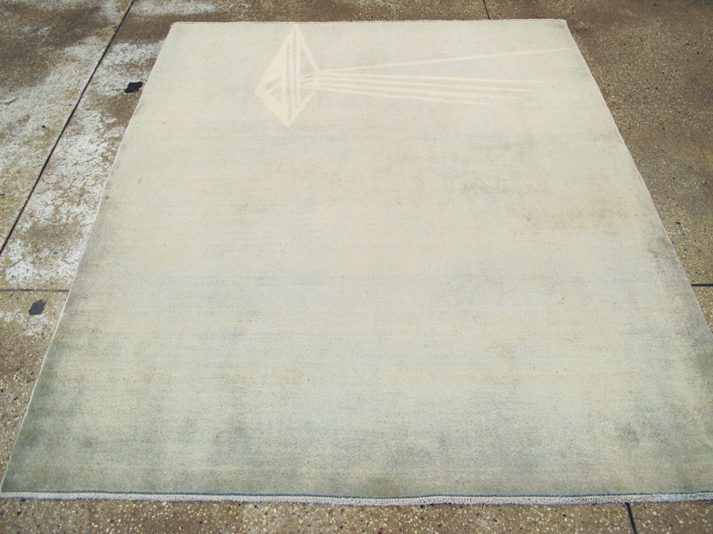 Vintage Persian Mashad Modernist Rug, No.23966 - Gsblank