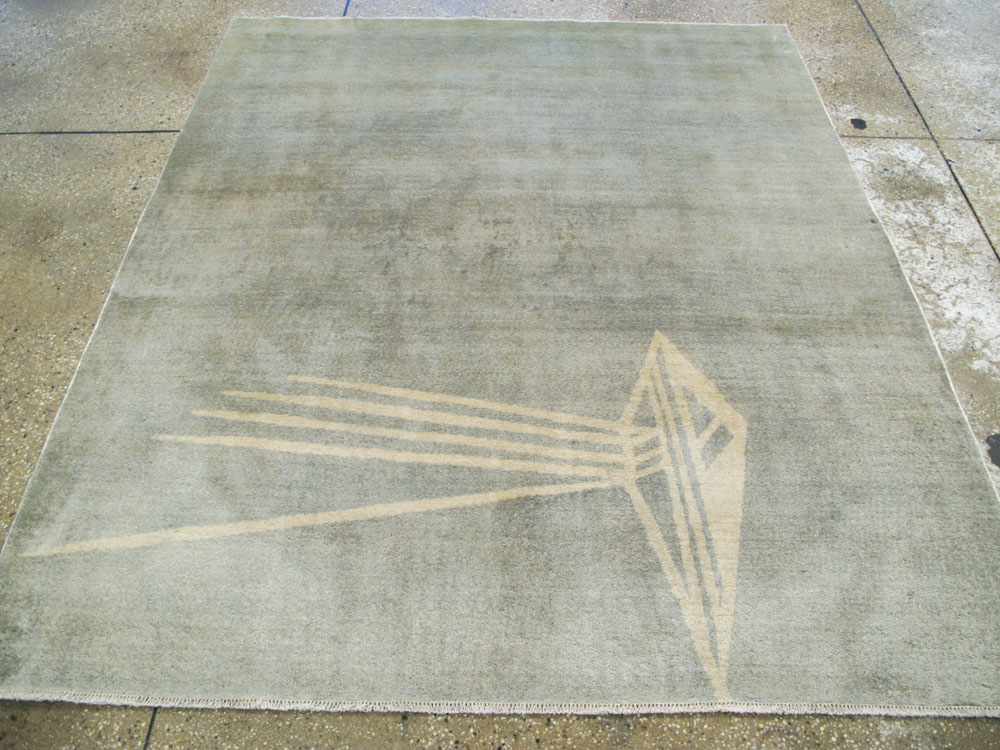 Vintage Persian Mashad Modernist Rug, No.23966 - Gsblank