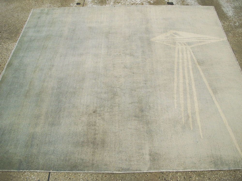 Vintage Persian Mashad Modernist Rug, No.23966 - Gsblank