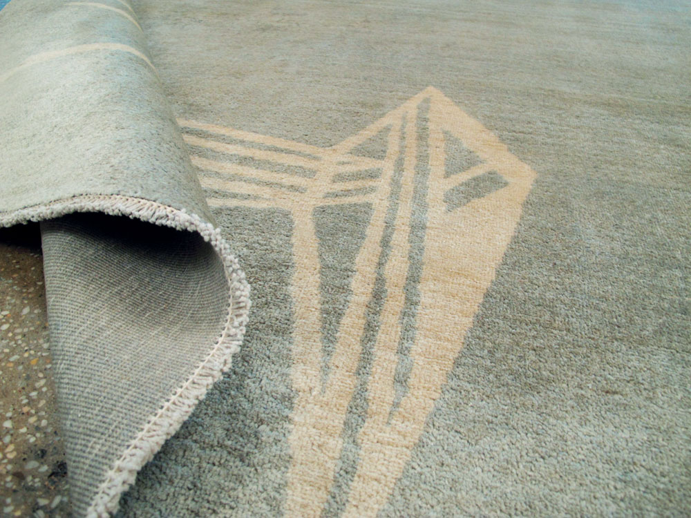 Vintage Persian Mashad Modernist Rug, No.23966 - Gsblank