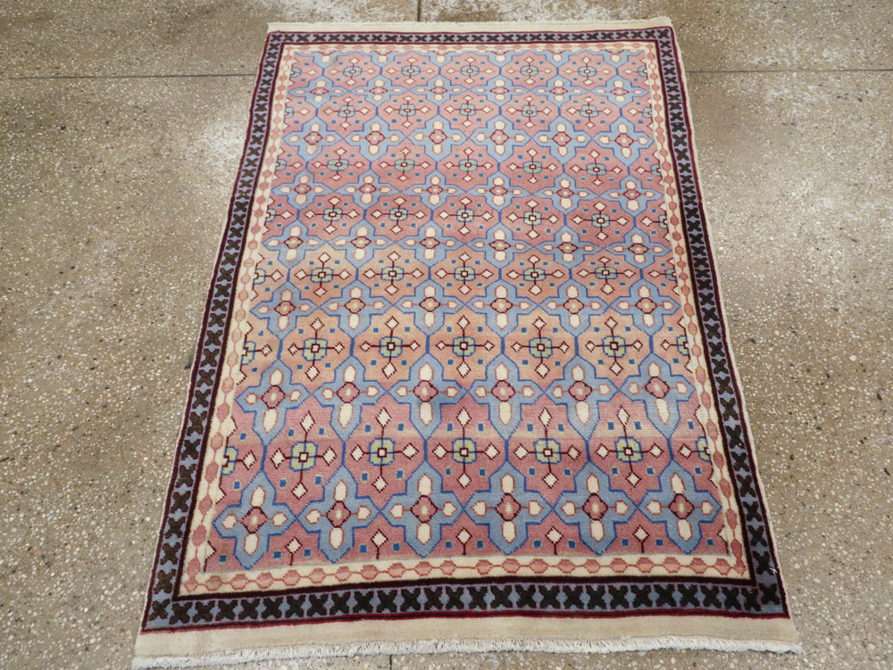 Vintage Persian Kashan Modernist Rug, No.23972 - Gsblank