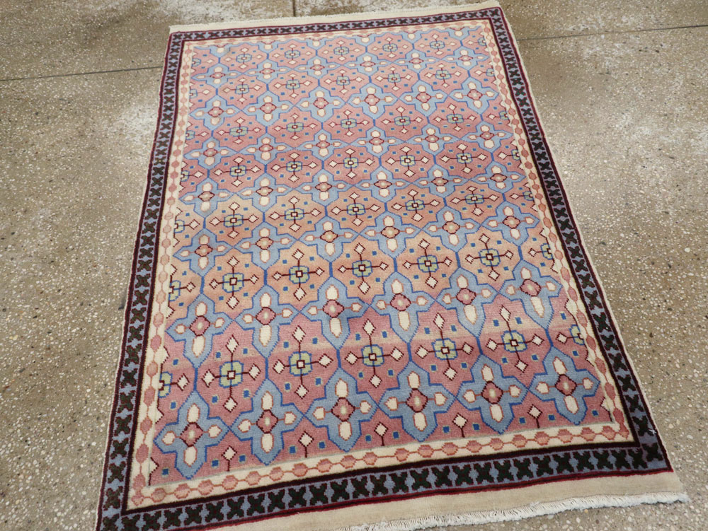Vintage Persian Kashan Modernist Rug, No.23972 - Gsblank