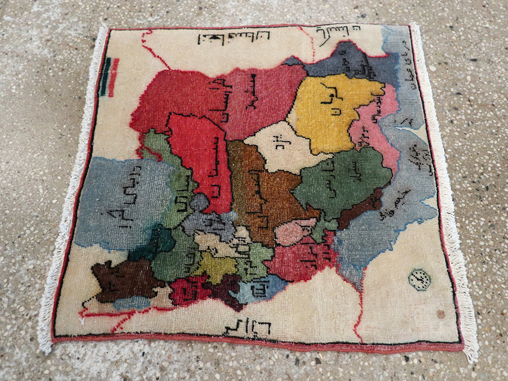 Antique Persian Tabriz Pictorial Map Rug, No.23973 - Gsblank