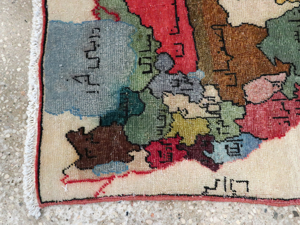 Antique Persian Tabriz Pictorial Map Rug, No.23973 - Gsblank