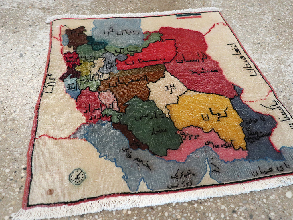 Antique Persian Tabriz Pictorial Map Rug, No.23973 - Gsblank