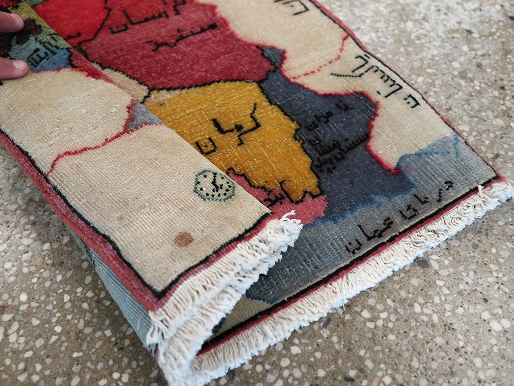 Antique Persian Tabriz Pictorial Map Rug, No.23973 - Gsblank